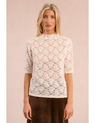Semi-sheer lace top