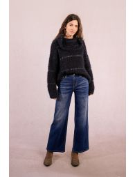 Striped knitted sweater, sequin insert