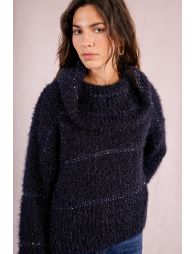 Striped knitted sweater, sequin insert