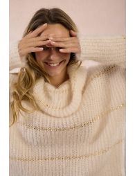 Striped knitted sweater, sequin insert