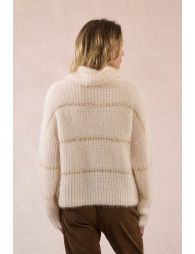 Striped knitted sweater, sequin insert