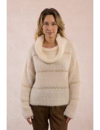 Striped knitted sweater, sequin insert