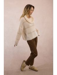 Striped knitted sweater, sequin insert