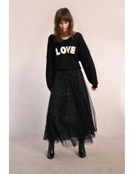 Longue jupe plissée en tulle