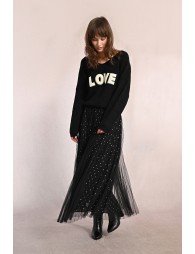 Longue jupe plissée en tulle