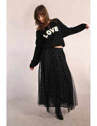Falda larga plisada de tul