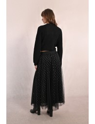 Falda larga plisada de tul