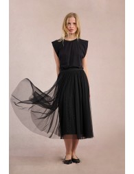 Long pleated tulle skirt