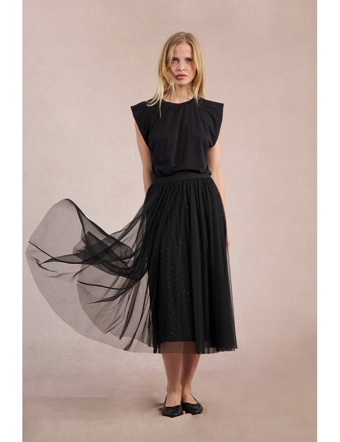 Longue jupe plissée en tulle
