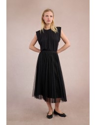 Longue jupe plissée en tulle