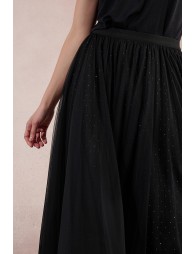 Longue jupe plissée en tulle