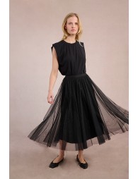 Longue jupe plissée en tulle