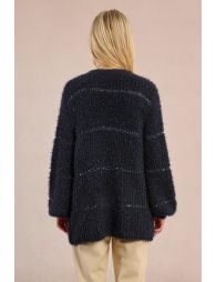Knitted cardigan, open and iridescent