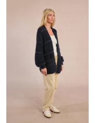Knitted cardigan, open and iridescent