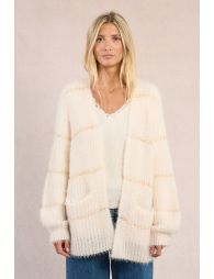 Knitted cardigan, open and iridescent