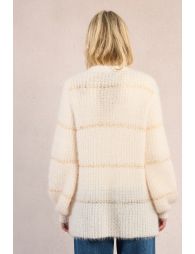 Knitted cardigan, open and iridescent