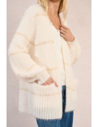 Knitted cardigan, open and iridescent