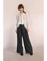 Pantalon taille haute, jambe large