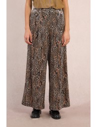 Wide leg printed velvet trousers