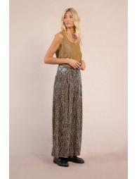 Wide leg printed velvet trousers