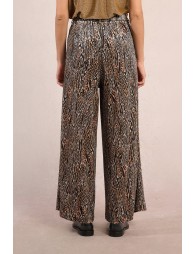 Wide leg printed velvet trousers