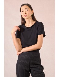 T-shirt, encolure en sequins