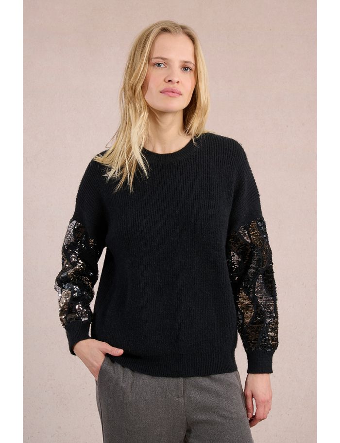 Knitted sweater, sequin sleeve