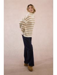 Textured sweater with iridescent stripes