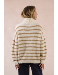 Pull texturé à rayures irisée
