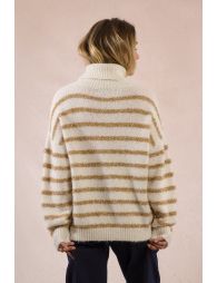 Pull texturé à rayures irisée