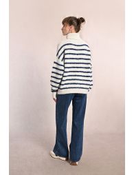 Pull texturé à rayures irisée