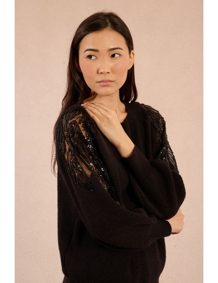 Pull en maille, épaules ajourées