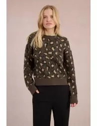 Knitted sweater, leopard print
