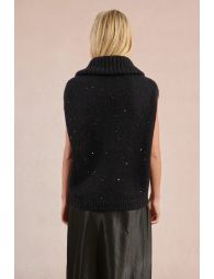 Pull sans manches, parsemé de sequins