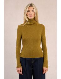 Iridescent ribbed knit turtleneck