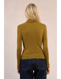 Iridescent ribbed knit turtleneck