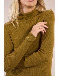 Iridescent ribbed knit turtleneck