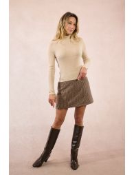 Iridescent ribbed knit turtleneck