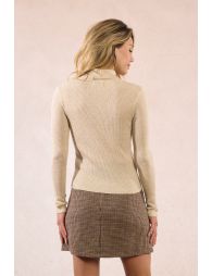 Iridescent ribbed knit turtleneck