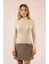 Iridescent ribbed knit turtleneck