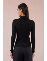 Iridescent ribbed knit turtleneck