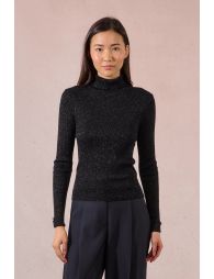 Iridescent ribbed knit turtleneck