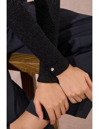 Iridescent ribbed knit turtleneck