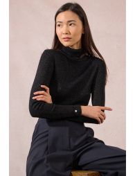 Iridescent ribbed knit turtleneck