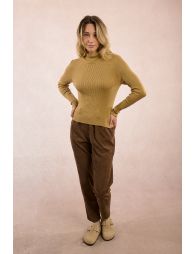 Iridescent ribbed knit turtleneck