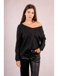 Pull col V, maille irisée