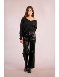 V-neck sweater, iridescent knit