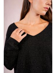 Pull col V, maille irisée