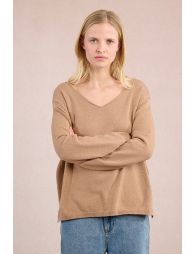 Pull col V, maille irisée