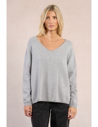Pull col V, maille irisée